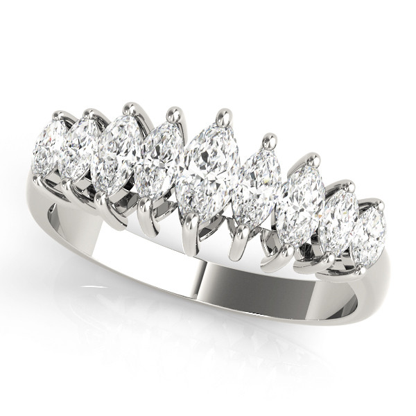 0.98 Ct Lab-Created Diamond Marquise Cut Eternity Rings in 9K White Gold