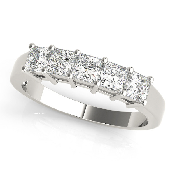 1 Ct Lab-Created Princess Cut Shalia  Eternity Diamond Rings in 9K White Gold