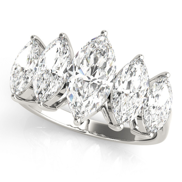 5.1 Ct Lab-Created Marquise Cut Paislynn 5 Stone Ring Diamond Rings in 9K White Gold