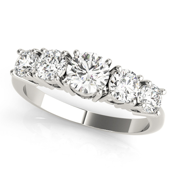 1.3 Ct Lab-Created Round Cut Ayra 5 Stone Ring Diamond Rings in 9K White Gold