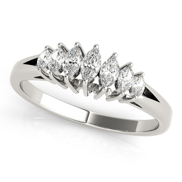 0.22 Ct Lab-Created Marquise Cut Rayanna 7 Stone Diamond Rings in 9K White Gold