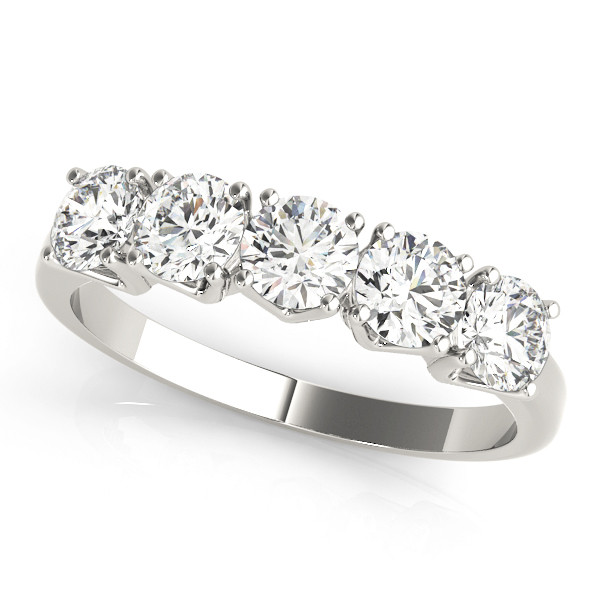 1 Ct Lab-Created Round Cut Reya 5 Stone Ring Diamond Rings in 9K White Gold