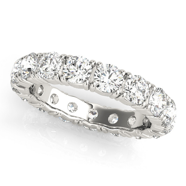 2.4 Ct Natural Round Cut Elyza  Eternity Diamond Rings in 9K White Gold