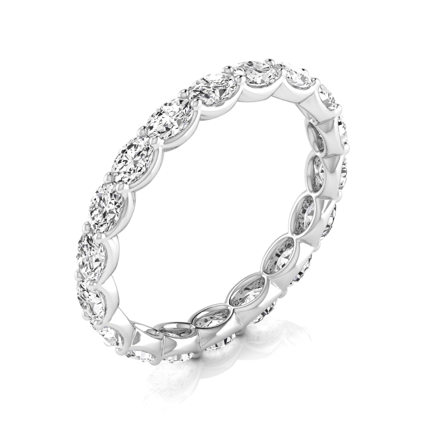 1.7 Ct Lab-Created Oval Cut Zhuri  Eternity Diamond Rings in 9K White Gold