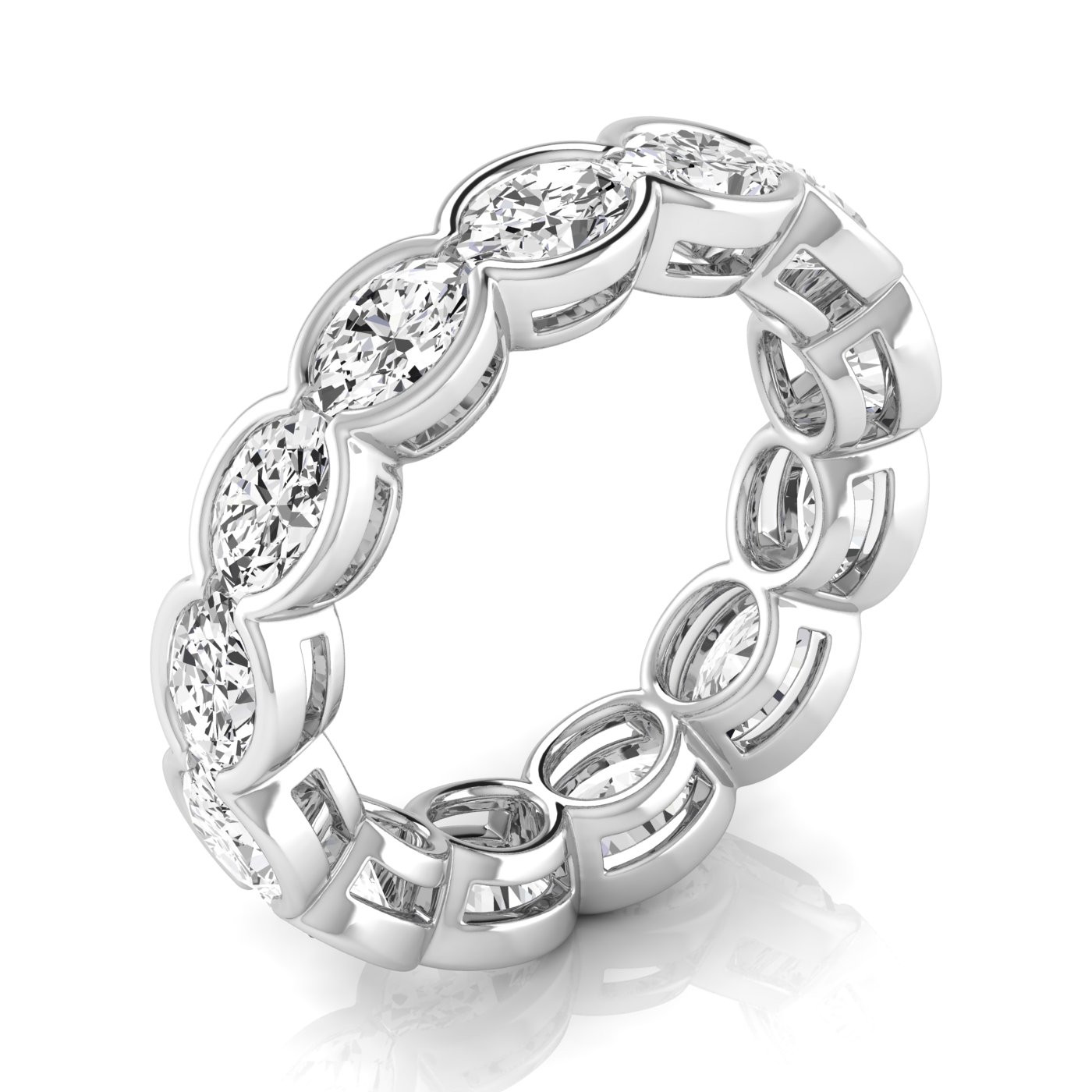 4.15 Ct Lab-Created Oval Cut Ainara  Eternity Diamond Rings in 9K White Gold