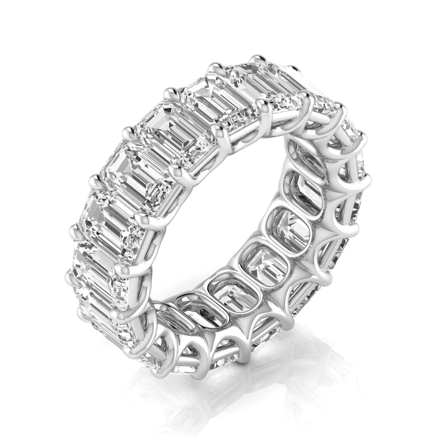 2.7 Ct Lab-Created Emerald Cut Barbara  Eternity Diamond Rings in 9K White Gold