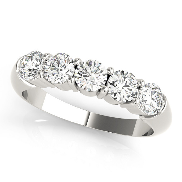 0.25 Ct Lab-Created Round Cut Ayleen  5 Stone Ring Diamond Rings in 9K White Gold