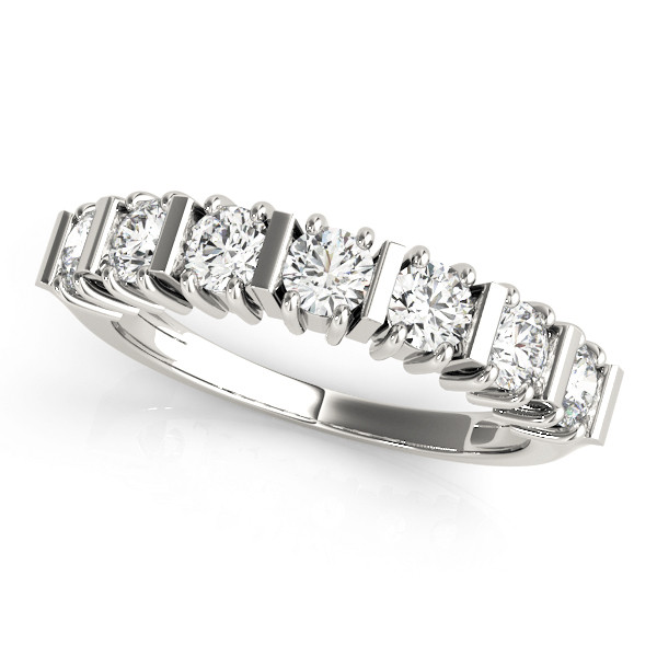 1 Ct Lab-Created Round Cut  7 Stone Ring Diamond Rings in 9K White Gold