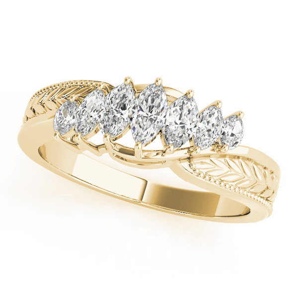 Lab-Created Marquise Cut Renezmae 7 Stone Diamond Ring in 9K White Gold