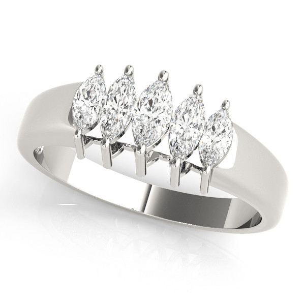 0.5 Ct Lab-Created Marquise Cut Phaedra 5 Stone Ring Diamond Rings in 9K White Gold