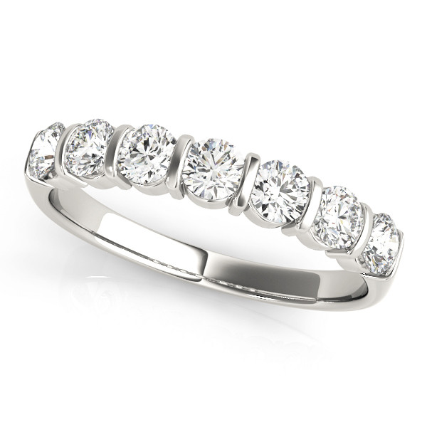 0.75 Ct Lab-Created Round Cut  7 Stone Diamond Rings in 9K White Gold