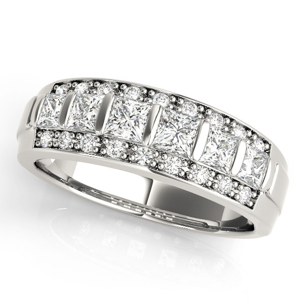 0.84 Ct Lab-Created Princess Cut Aivy Eternity Diamond Rings in 9K White Gold