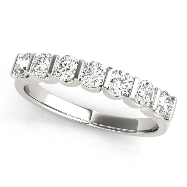 0.5 Ct Lab-Created Round Cut  7 Stone Diamond Rings in 9K White Gold