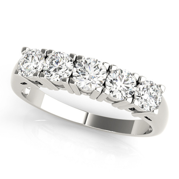 0.5 Ct Lab-Created Round Cut Bailee  5 Stone Ring Diamond Rings in 9K White Gold