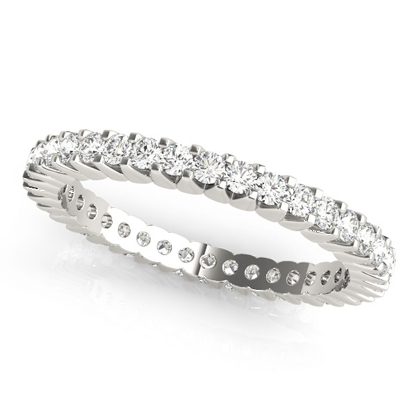 0.75 Ct Natural Round Cut Elleanor  Eternity Diamond Rings in 9K White Gold