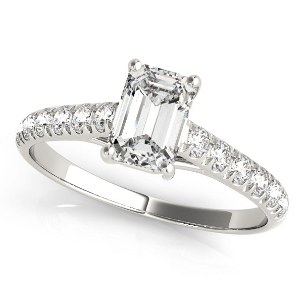 0.2 Ct Natural Diamond Emerald Cut Liara Engagement Rings in Silver 925