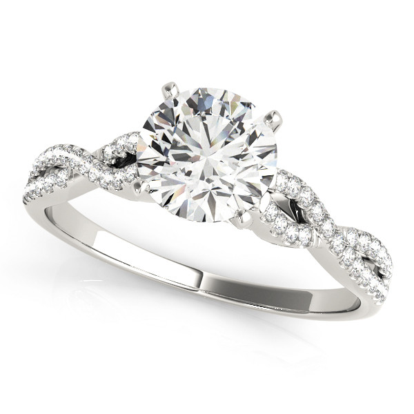 0.42 Ct Lab-Created Round Cut Nikki  Side Stone Diamond Rings in 9K White Gold