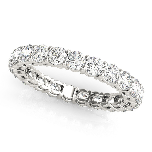 4.75 Ct Natural Round Cut Emmanuella  Eternity Diamond Rings in 9K White Gold