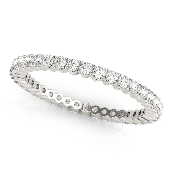 0.25 Ct Natural Round Cut Ellory  Eternity Diamond Rings in 9K White Gold