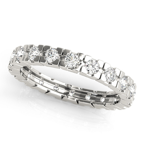 0.9 Ct Natural Round Cut Ellee  Eternity Diamond Rings in 9K White Gold