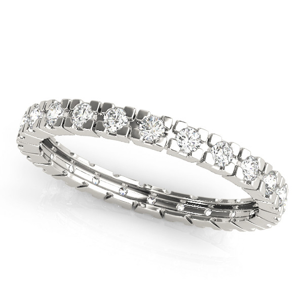 0.4 Ct Natural Round Cut Ellorie  Eternity Diamond Rings in 9K White Gold