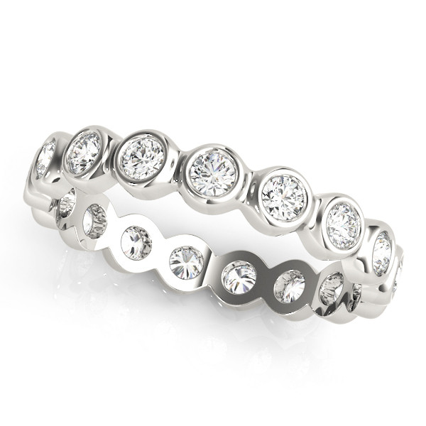 0.6 Ct Natural Round Cut Evianna  Eternity Diamond Rings in 9K White Gold