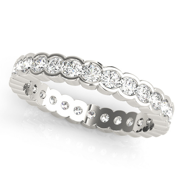 0.9 Ct Natural Round Cut Elenora  Eternity Diamond Rings in 9K White Gold