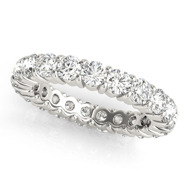 2.8 Ct Natural Round Cut Elida  Eternity Diamond Rings in 9K White Gold