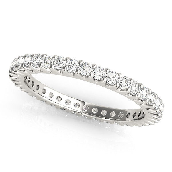 0.9 Ct Natural Round Cut Emmelia  Eternity Diamond Rings in 9K White Gold