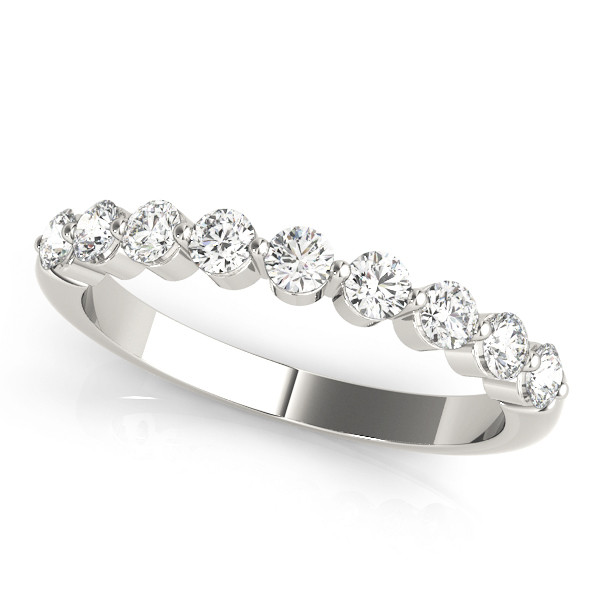 0.5 Ct Lab-Created Round Cut Sailor Half Eternity Diamond Rings in 9K White Gold