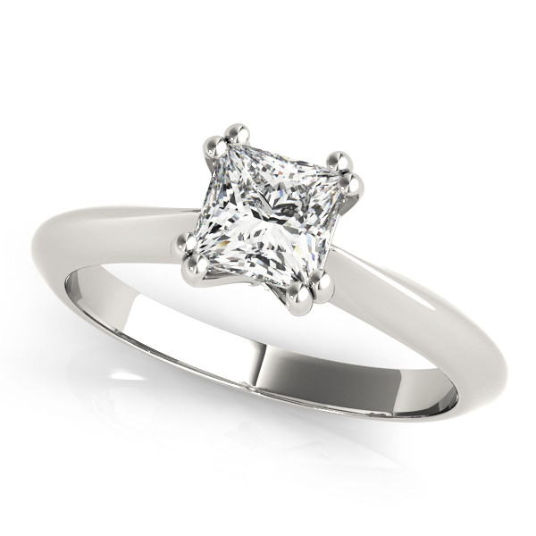 0.1 Ct Natural Princess Cut Drea  Diamond Solitaire Rings in Silver 925