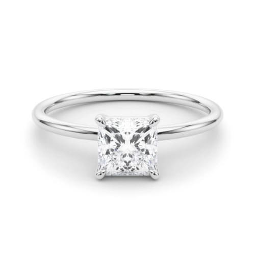 0.1 Ct Natural Princess Cut Dollie  Solitaire Diamond Rings in Silver 925