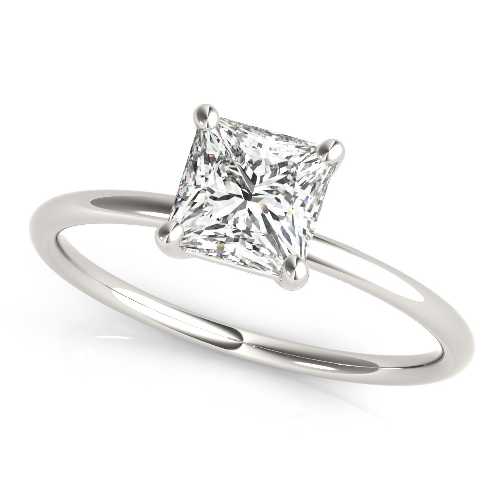 0.1 Ct Natural Princess Cut Dollie  Solitaire Diamond Rings in Silver 925