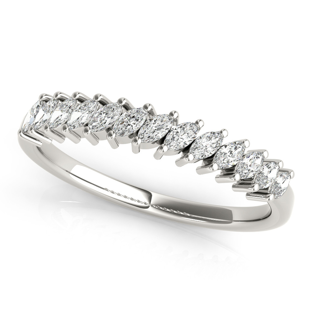 0.65 Ct Lab-Created Diamond Marquise Cut Motlay Eternity Rings in 9K White Gold