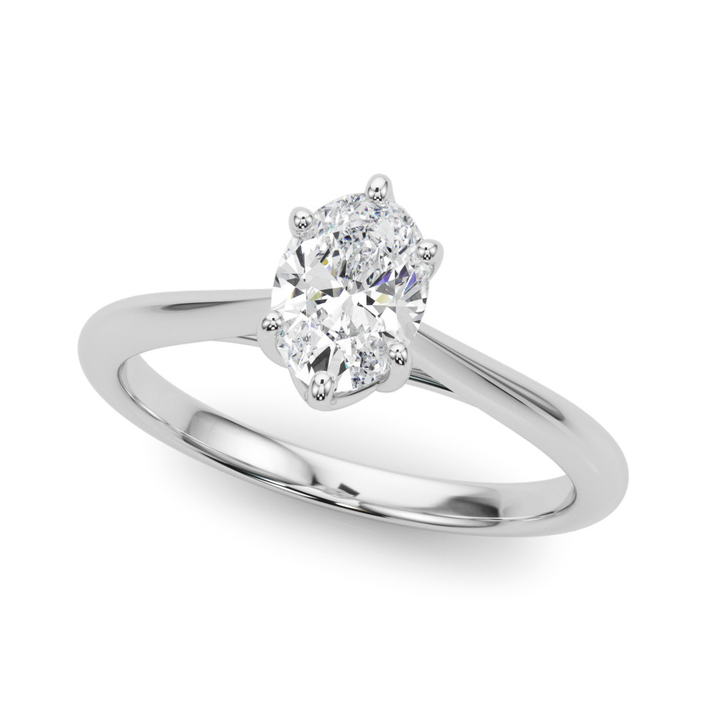 0.2 Ct Natural Oval Cut Daylee  Solitaire Diamond Rings in Silver 925