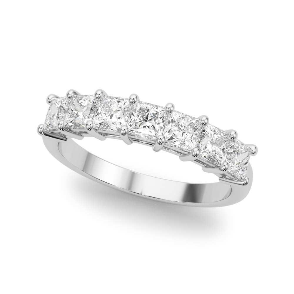 1 Ct Lab-Created Princess Cut Viola 7 Stone Diamond Rings in 9K White Gold