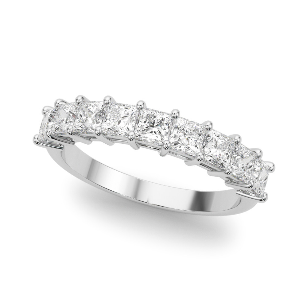 1 Ct Lab-Created Princess Cut Salome Half Eternity Diamond Rings in 9K White Gold