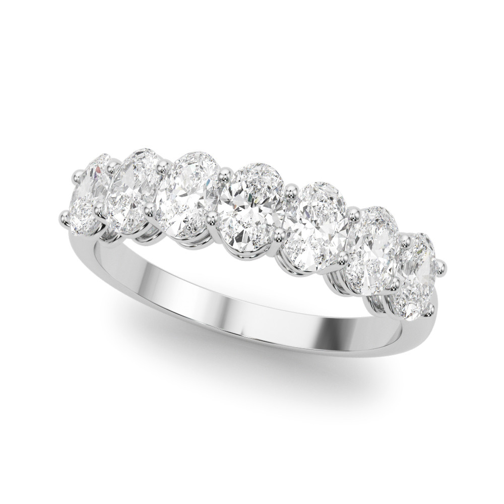 1 Ct Lab-Created Oval Cut Aubrie 7 Stone Diamond Rings in 9K White Gold