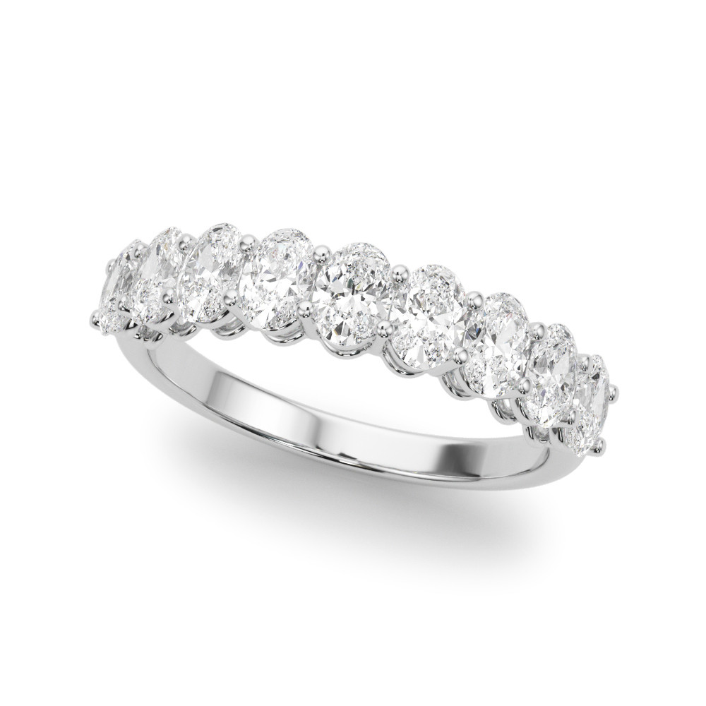 1 Ct Lab-Created Oval Cut Riya Half Eternity Diamond Rings in 9K White Gold