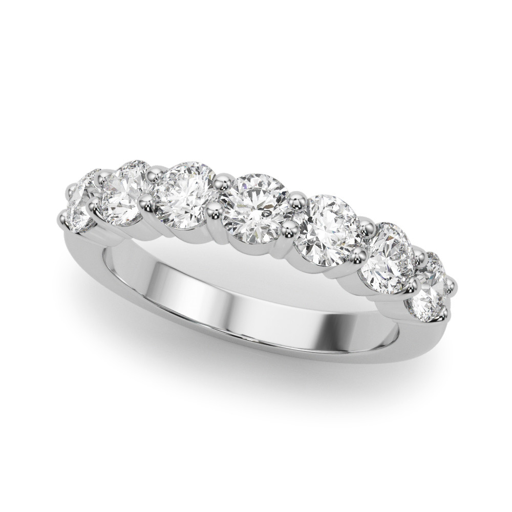 0.7 Ct Lab-Created Round Cut Rosalee 7 Stone Diamond Rings in 9K White Gold