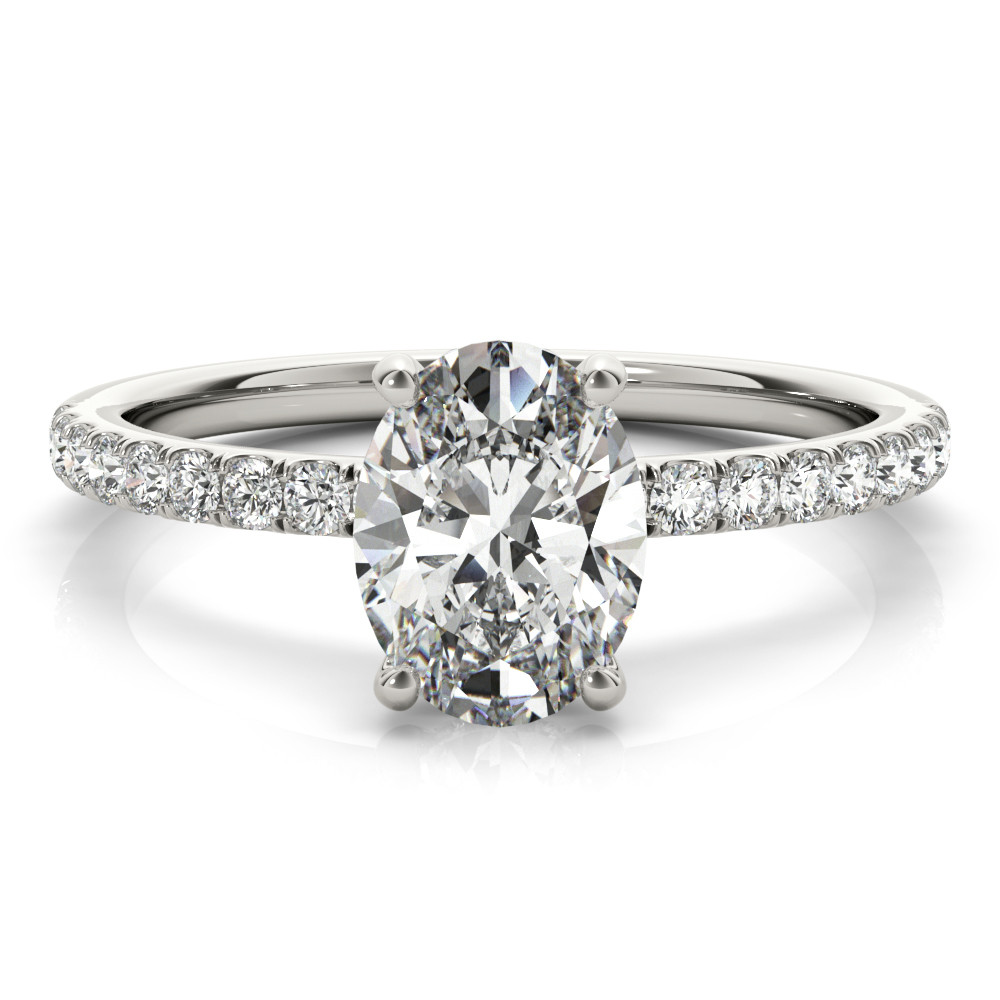 0.2 Ct Lab-Created Oval Cut Jenny  Halo Engagement Diamond Rings in 9K White Gold