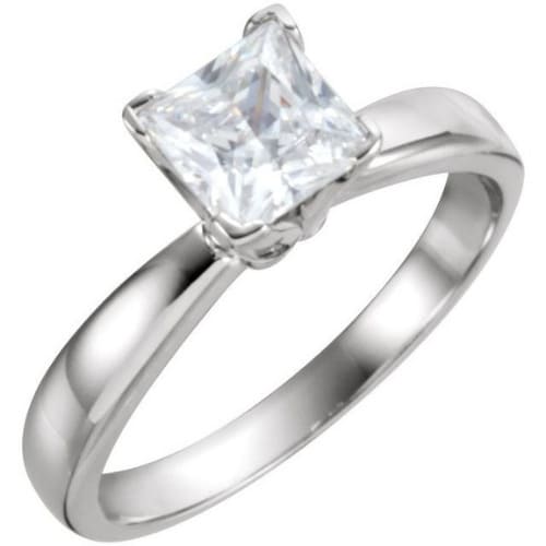 0.1 Ct Natural Princess Cut Marcia  Solitaire Diamond Rings in 14K White Gold