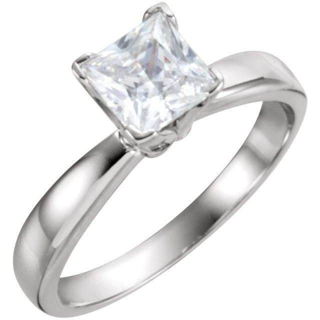 0.1 Ct Natural Princess Cut Marcia  Solitaire Diamond Rings in 14K White Gold