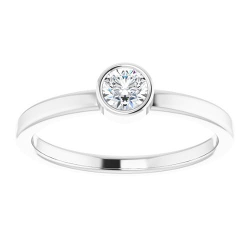 0.1 Ct Lab-Created Diamond Round Cut Mable  Classic Solitaire Engagement Rings in Silver 925