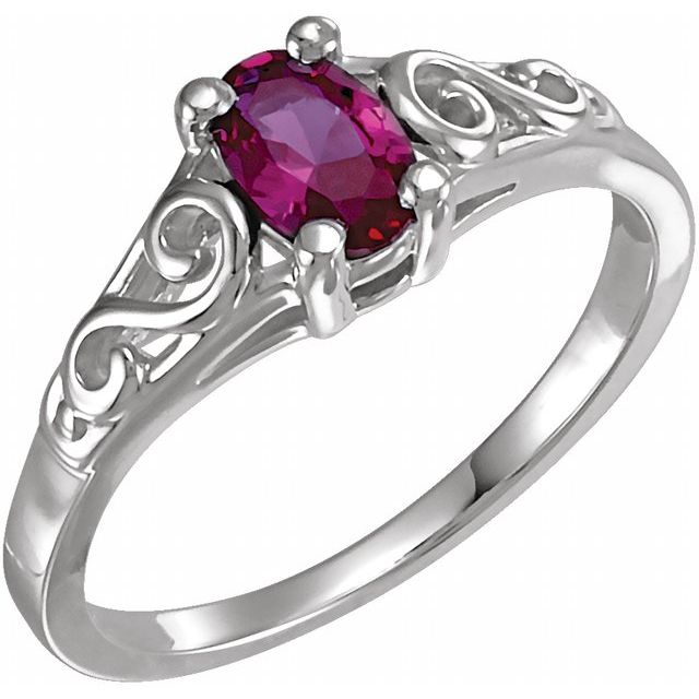 0.6 Ct Natural Ruby Oval Cut  Diamond Rings in 14K White Gold