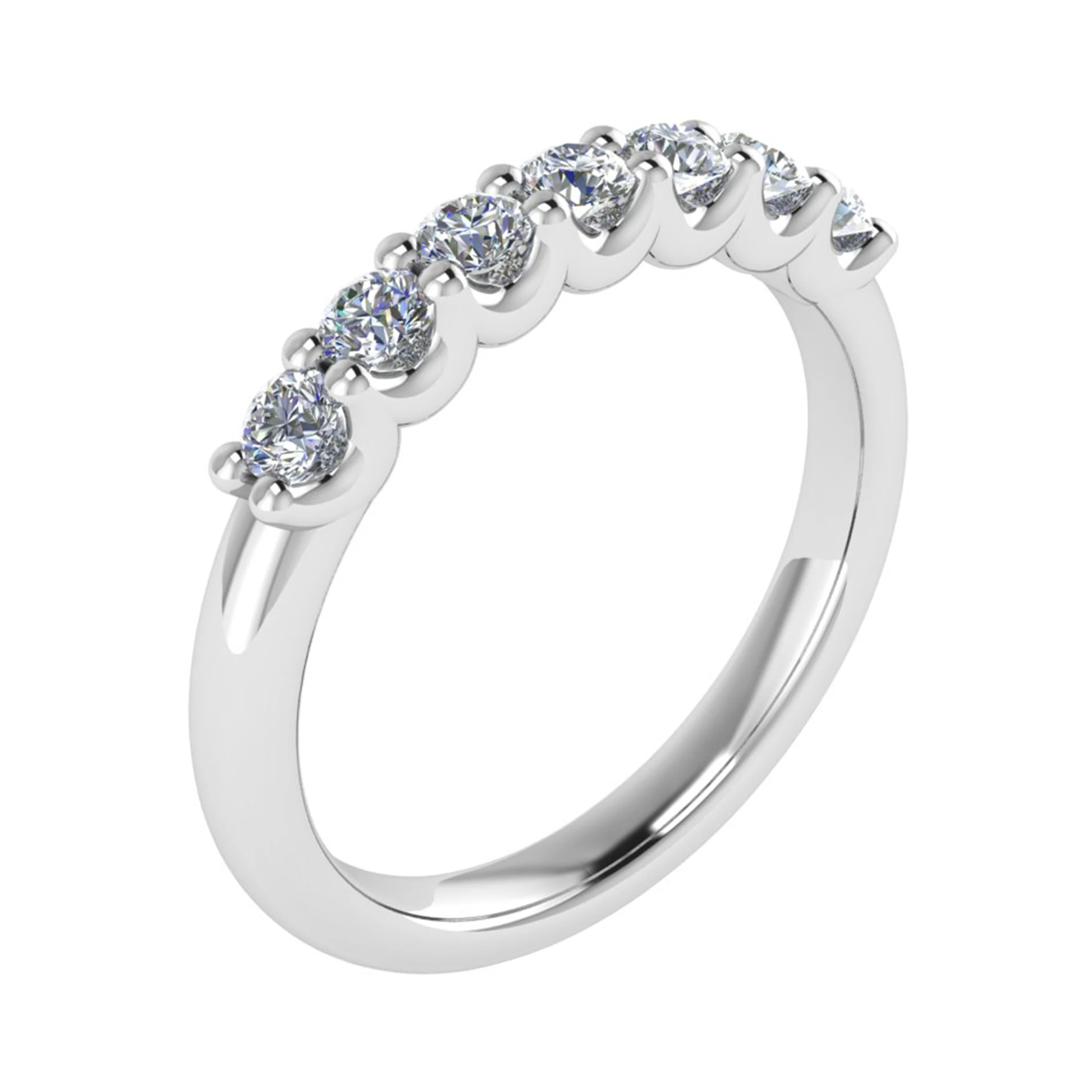 0.25 Ct Lab-Created Round Cut Diota  7 Stone Diamond Rings in 9K White Gold