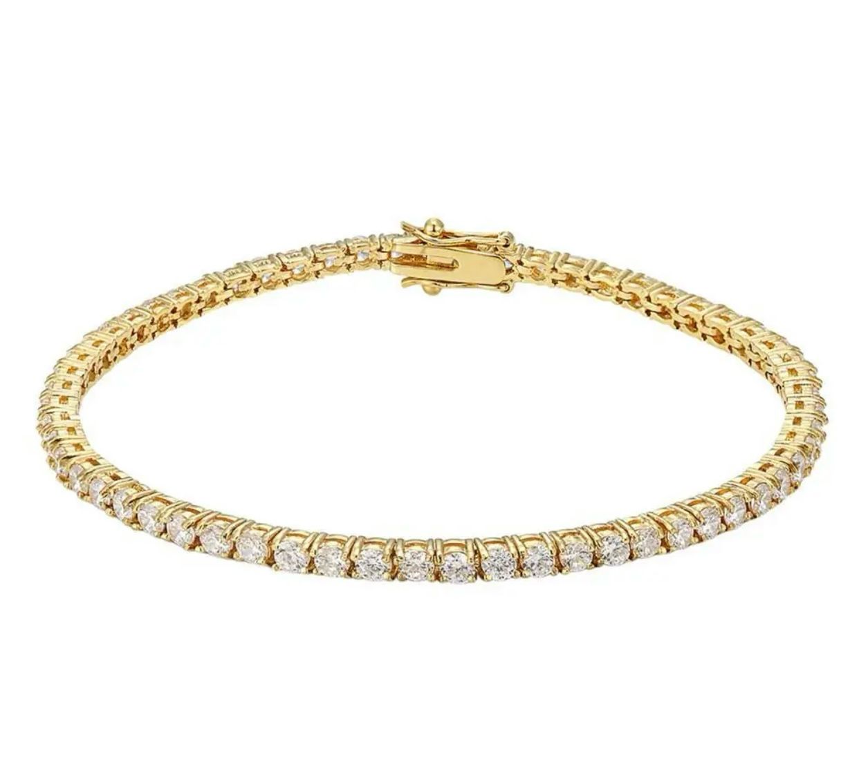 1 Ct Lab-Created Round Cut Stormy Diamond Tennis Bracelets in 9K White Gold