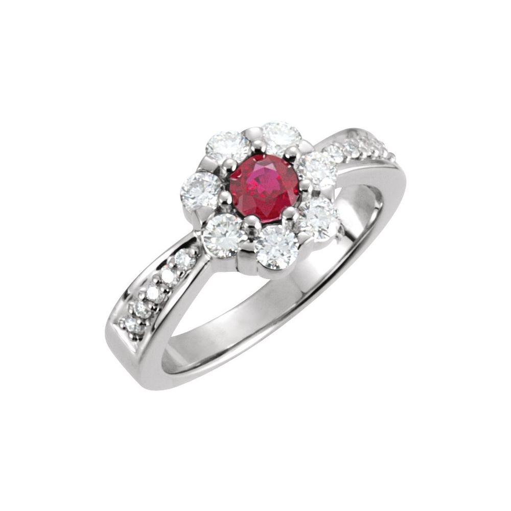 0.9 Ct Natural Ruby Round Cut Emmy  in 9K Yellow Gold