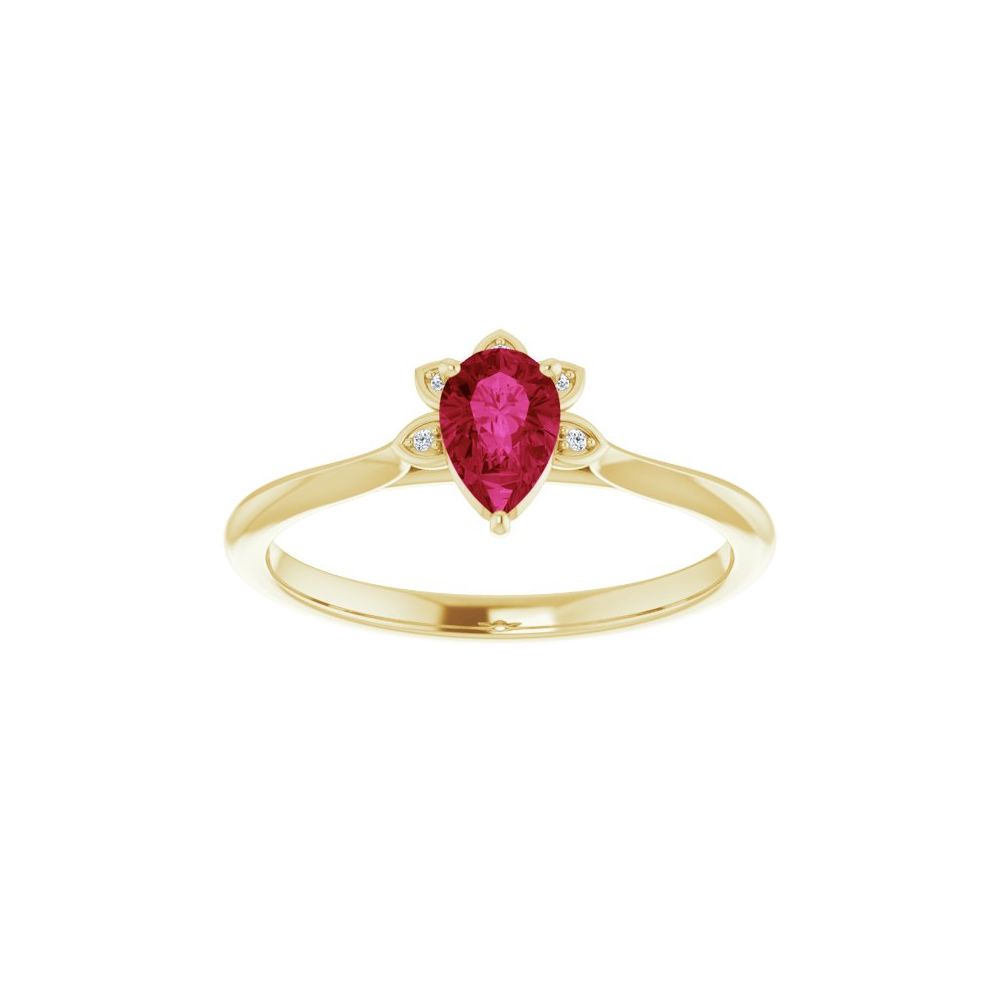 0.35 Ct Natural Ruby Pear Cut  in 9K White Gold