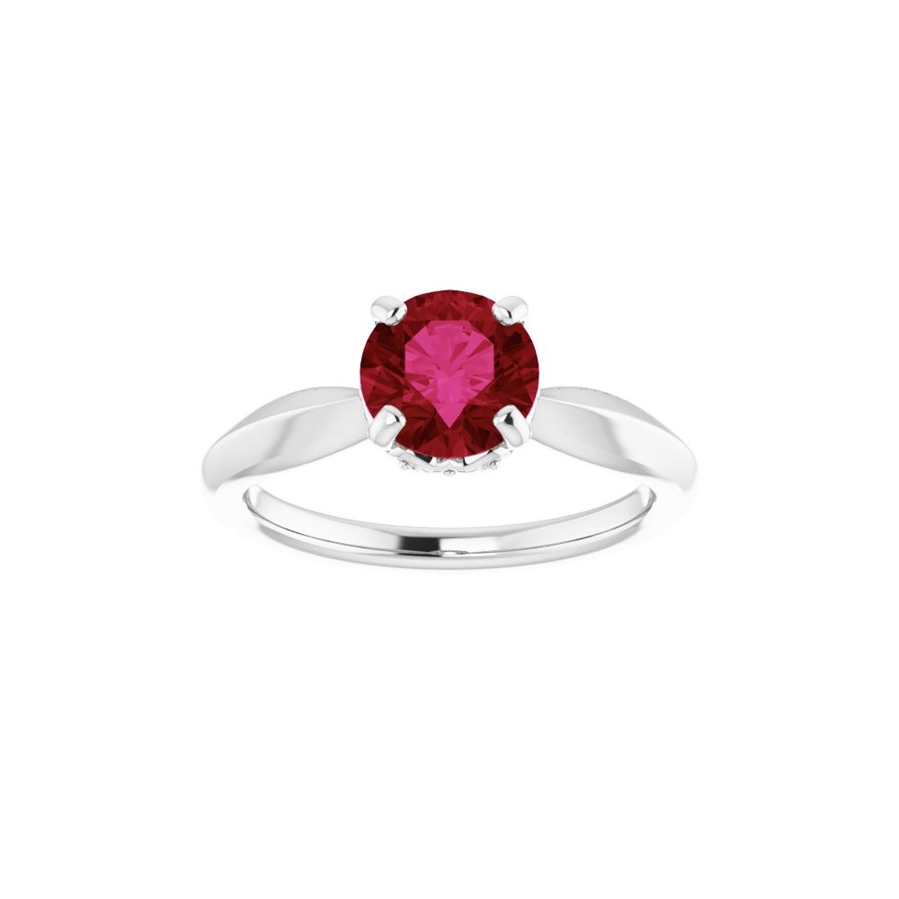 2.1 Ct Lab Grown Ruby Round Cut Myanna  in 9K White Gold